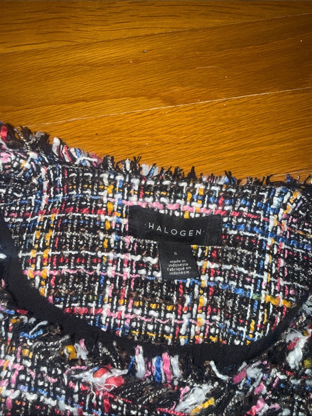 Halogen Multi Tweed Frayed-Trim Jacket - Picture 3 of 4